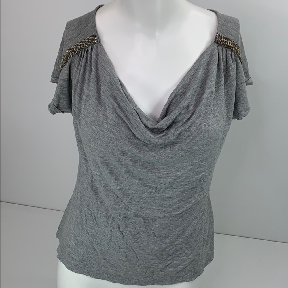 Jennifer Lopez Womens Short Sleeve Blouse Bling M